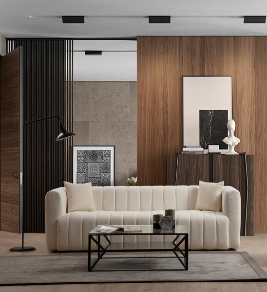 Hanah Home Trojmiestna pohovka Royal 225 cm boucle krémová