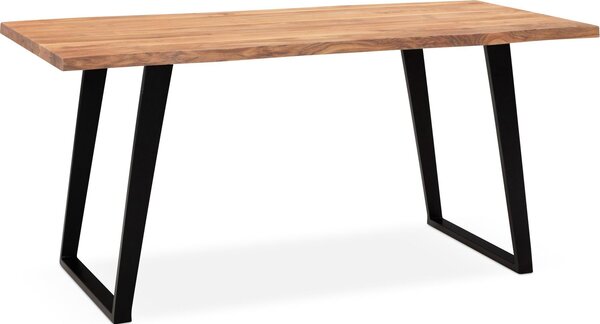 WOHNLING písací stôl 160x80x76 cm masívne drevo akácie / kov počítačový stôl s okrajom stromu Homeoffice kancelársky stôl masívny s U-nohami v čiernej farbe drevený stôl