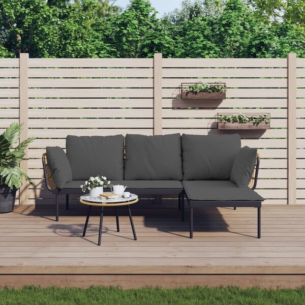 Maison Exclusive – 3-dielna záhradná súprava s vankúmi, tmavoedá, polyratan