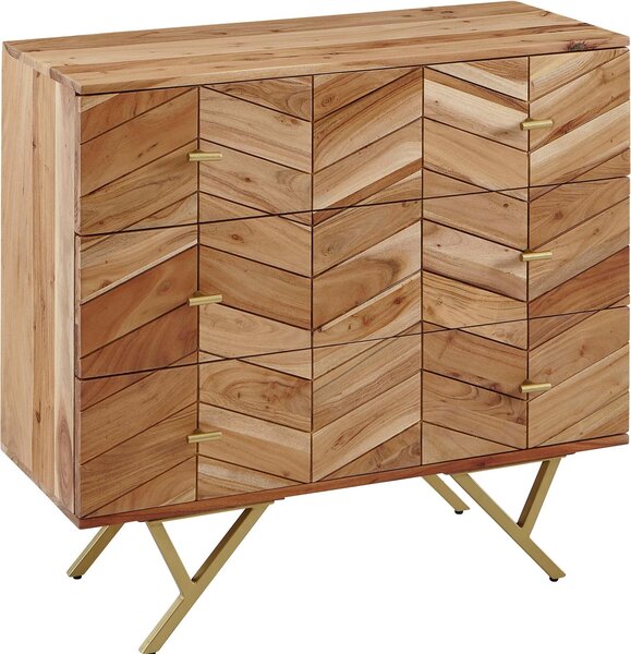 Príborník 90x86,5x40 cm agátové masívne drevo / kovový príborník | Wohnling