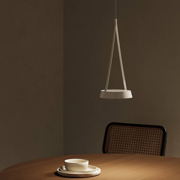 LED závesné svietidlo Mahina, biele, Ø 17 cm, kov,, Biela / opálová, Obývacia izba / jedáleň, Hliník, Moderný