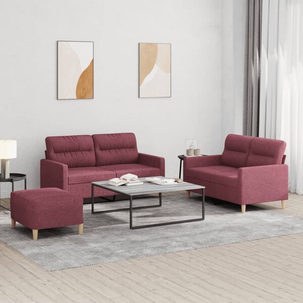 Maison Exclusive – 3-dielna sedacia súprava s vankúmi, vínovoervená látka