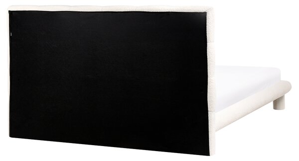 Posteľ krémová biela buklé čalúnenie 160 x 200 cm čalúnené čelo nohy moderný škandinávsky štýl spálňa