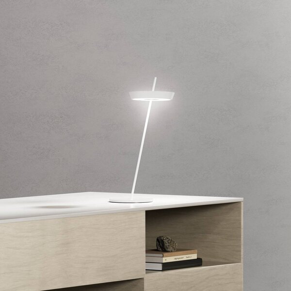 LED stolová lampa Mahina, biela, výška 36 cm, kov,, Biela / opálová, Obývacia izba / jedáleň, Hliník, Moderný