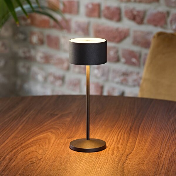 LED stolová lampa Veluna, čierna, výška 25 cm IP44 stmievateľné, Čierna, Obývacia izba / jedáleň, Hliník, Moderný