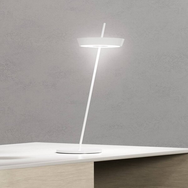 LED stolová lampa Mahina, biela, výška 36 cm, kov,, Biela / opálová, Obývacia izba / jedáleň, Hliník, Moderný