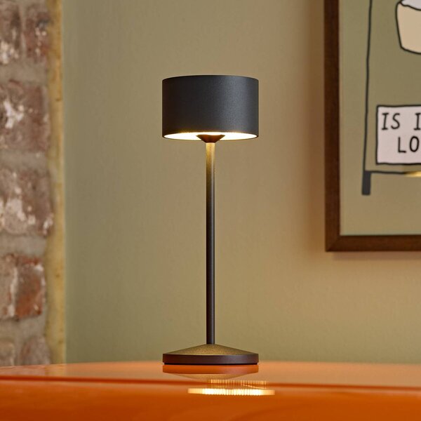 LED stolová lampa Veluna, čierna, výška 25 cm IP44 stmievateľné, Čierna, Obývacia izba / jedáleň, Hliník, Moderný
