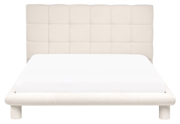 Posteľ krémová biela buklé čalúnenie 160 x 200 cm čalúnené čelo nohy moderný škandinávsky štýl spálňa