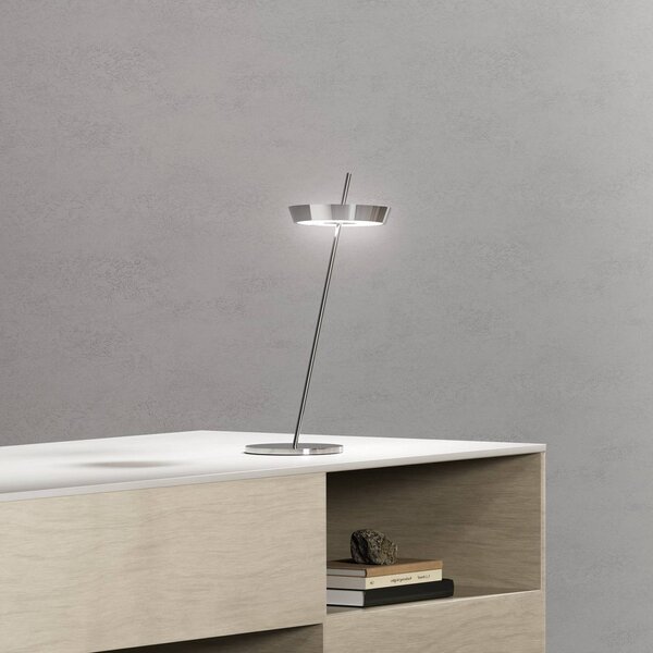 LED stolová lampa Mahina chrómová výška 36 cm kov, Chrómová / strieborná, Obývacia izba / jedáleň, Hliník, Moderný