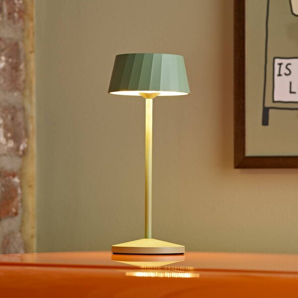 LED stolová lampa Facetta, zelená, výška 22 cm, kov,, Zelená, Obývacia izba / jedáleň, Hliník, Moderný