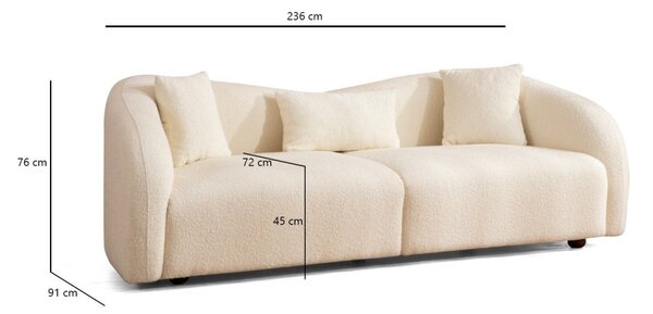 Hanah Home Trojmiestna pohovka Venedik 236 cm krémová