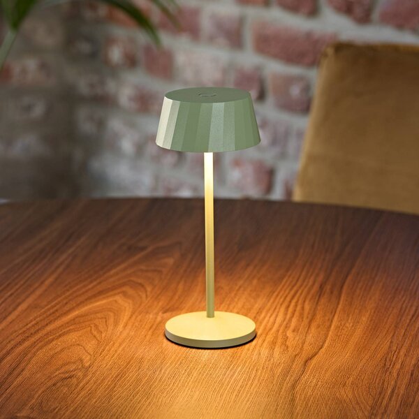 LED stolová lampa Facetta, zelená, výška 22 cm, kov,, Zelená, Obývacia izba / jedáleň, Hliník, Moderný