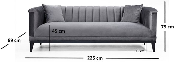 Hanah Home Trojmiestna pohovka Trendy 225 cm tmavosivá