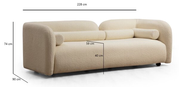 Hanah Home Trojmiestna pohovka Victoria 228 cm boucle krémová