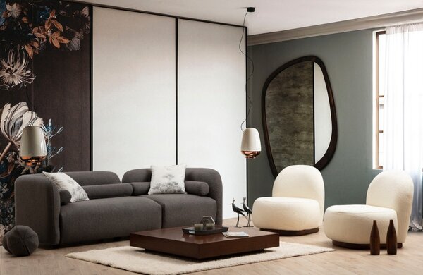 Hanah Home Trojmiestna pohovka Victoria 228 cm boucle sivá