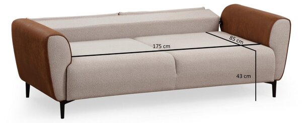 Hanah Home Trojmiestna rozkladacia pohovka Aren 215 cm béžová/škoricová