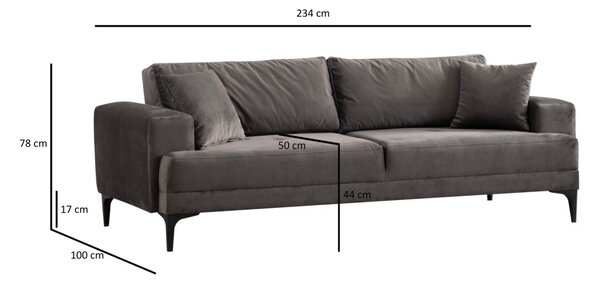 Hanah Home Trojmiestna rozkladacia pohovka Astana 234 cm antracit