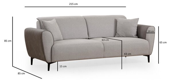 Hanah Home Trojmiestna rozkladacia pohovka Aren 215 cm sivá