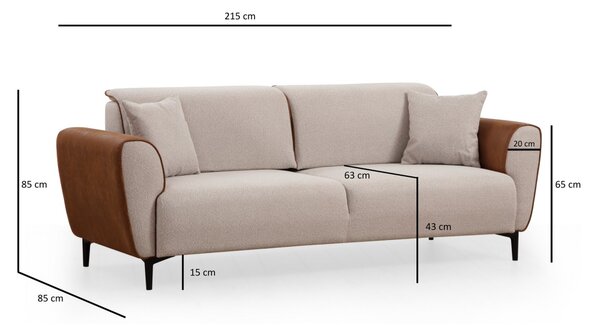 Hanah Home Trojmiestna rozkladacia pohovka Aren 215 cm béžová/škoricová