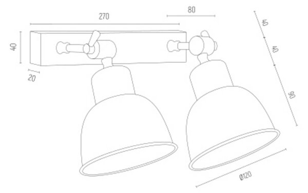 Argon Nástenné svetlo Emoti, béžové, 2-pl., oceľ, dĺžka 27 cm, Krémová / jantárovo žltá, Obývacia izba / jedáleň, kov, Industriálny dizajn, Nástenné svietidlo