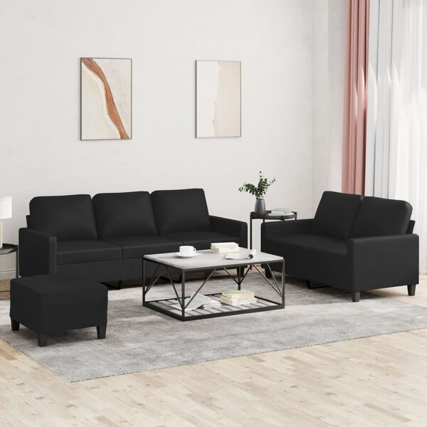 Maison Exclusive – 3-dielna sedacia súprava s vankúšmi, čierna umelá koža