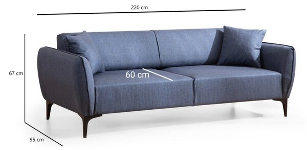 Hanah Home Trojmiestna rozkladacia pohovka Belissimo 220 cm modrá