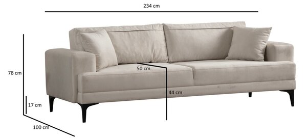 Hanah Home Trojmiestna rozkladacia pohovka Astana 234 cm ecru