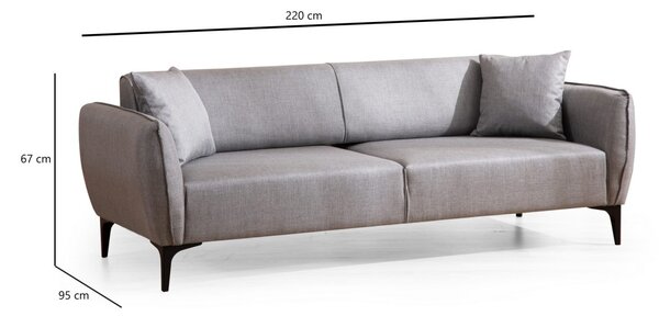 Hanah Home Trojmiestna rozkladacia pohovka Belissimo 220 cm sivá