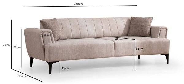 Hanah Home Trojmiestna rozkladacia pohovka Hamlet 230 cm béžová