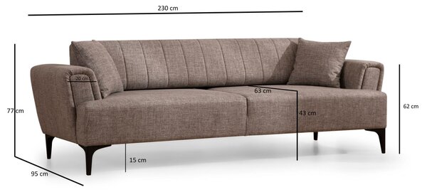 Hanah Home Trojmiestna rozkladacia pohovka Hamlet 230 cm svetlohnedá