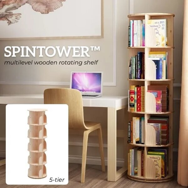 Spintower™ Viacúrovňový Drevený Otáčací Regál