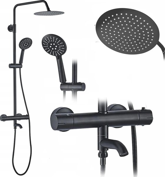 Sprchový set s termostatom Rea LUNGO Black