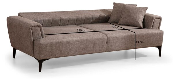 Hanah Home Trojmiestna rozkladacia pohovka Hamlet 230 cm svetlohnedá