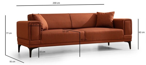 Hanah Home Trojmiestna rozkladacia pohovka Horizon 230 cm tehlovo oranžová