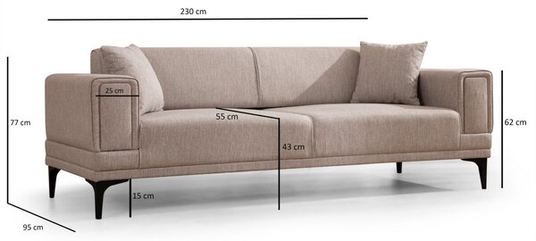 Hanah Home Trojmiestna rozkladacia pohovka Horizon 230 cm svetlohnedá