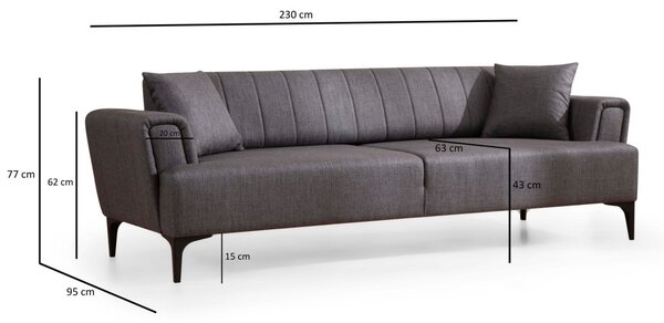 Hanah Home Trojmiestna rozkladacia pohovka Hamlet 230 cm tmavosivá