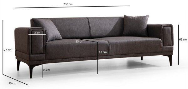 Hanah Home Trojmiestna rozkladacia pohovka Horizon 230 cm tmavosivá