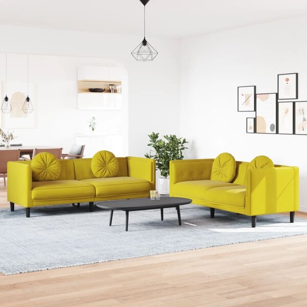 Maison Exclusive – 2-dielna sedacia súprava s vankúšmi, žltý zamat