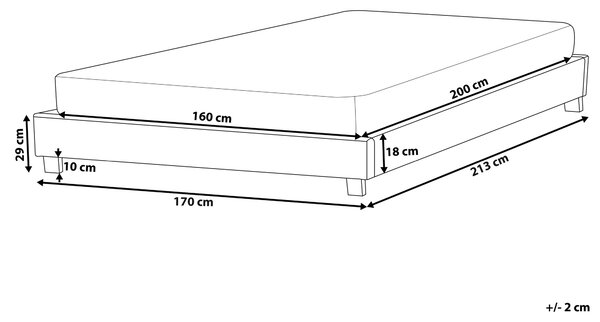 Posteľ čalúnená sivobéžová buklé 160 x 200 cm rám postele s roštom bez čela spálňa moderný minimalistický štýl