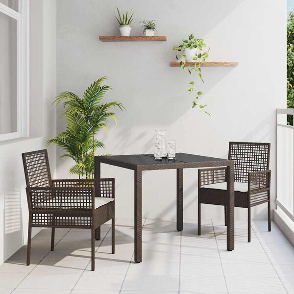 Maison Exclusive - Záhradný jedálenský set 3 pcs Hnedá polyratan