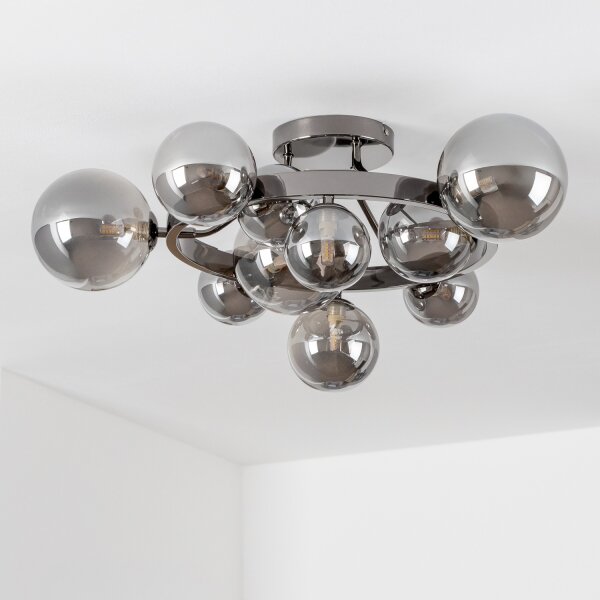 Brilagi - LED Prisadený luster MILLA 10xG9/3W/230V čierny chróm/dymová