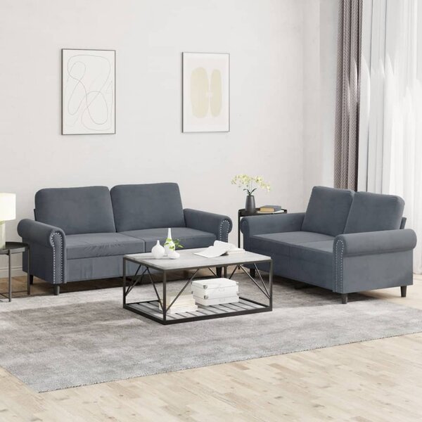 Maison Exclusive – 2-dielna sedacia súprava s vankúšmi, tmavosivý zamat