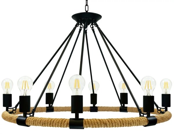 Luster na reťazi ROPE ARTHUR 8xE27/20W/230V