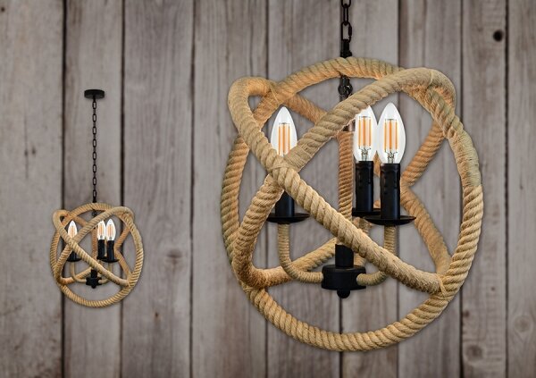 LED Luster na reťazi ROPE GLOBO 3xE14/4,3W/230V