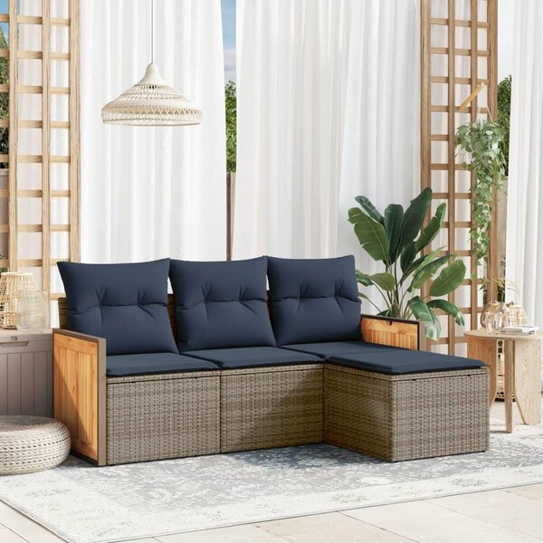 Maison Exclusive – 4-dielna záhradná súprava s vankúmi, sivá, polyrotang