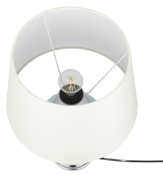 Stolná lampa modrý keramický podstavec 56 cm biele látkové tienidlo zo zmesi bavlny a polyesteru