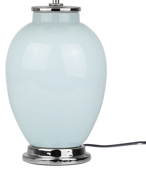 Stolná lampa modrý keramický podstavec 56 cm biele látkové tienidlo zo zmesi bavlny a polyesteru