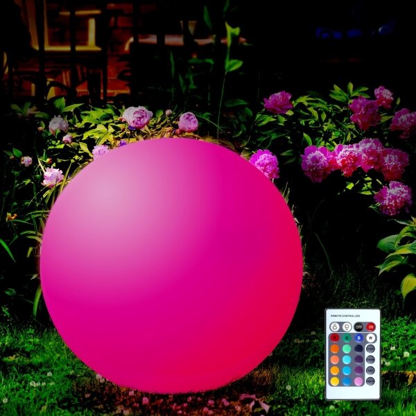 LED RGBW Solárna lampa BALL LED/3,7V 1500 mAh pr. 40 cm IP65 + diaľkové ovládanie