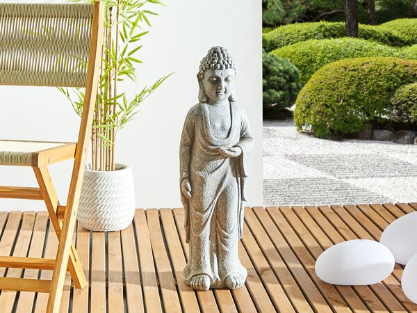 Dekoratívna figúrka sivá MgO 70 cm soška Budha doplnky moderný štýl záhrada obývacia izba