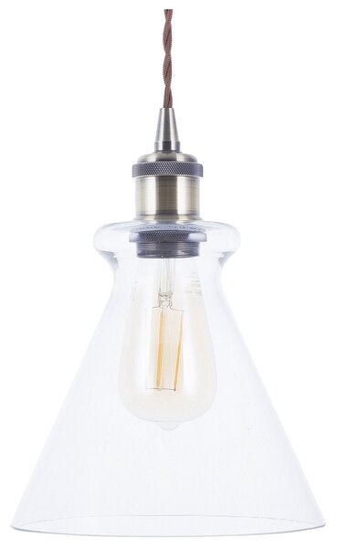 Závesná lampa priehľadná sklenená mosadzná kovové industriálne stropné svietidlo